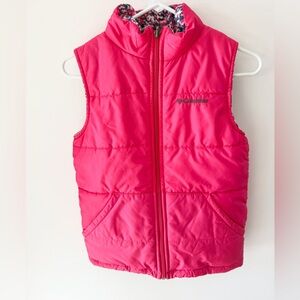 Columbia Fuchsia Quilted Reversible Girls Vest Sz 8/10